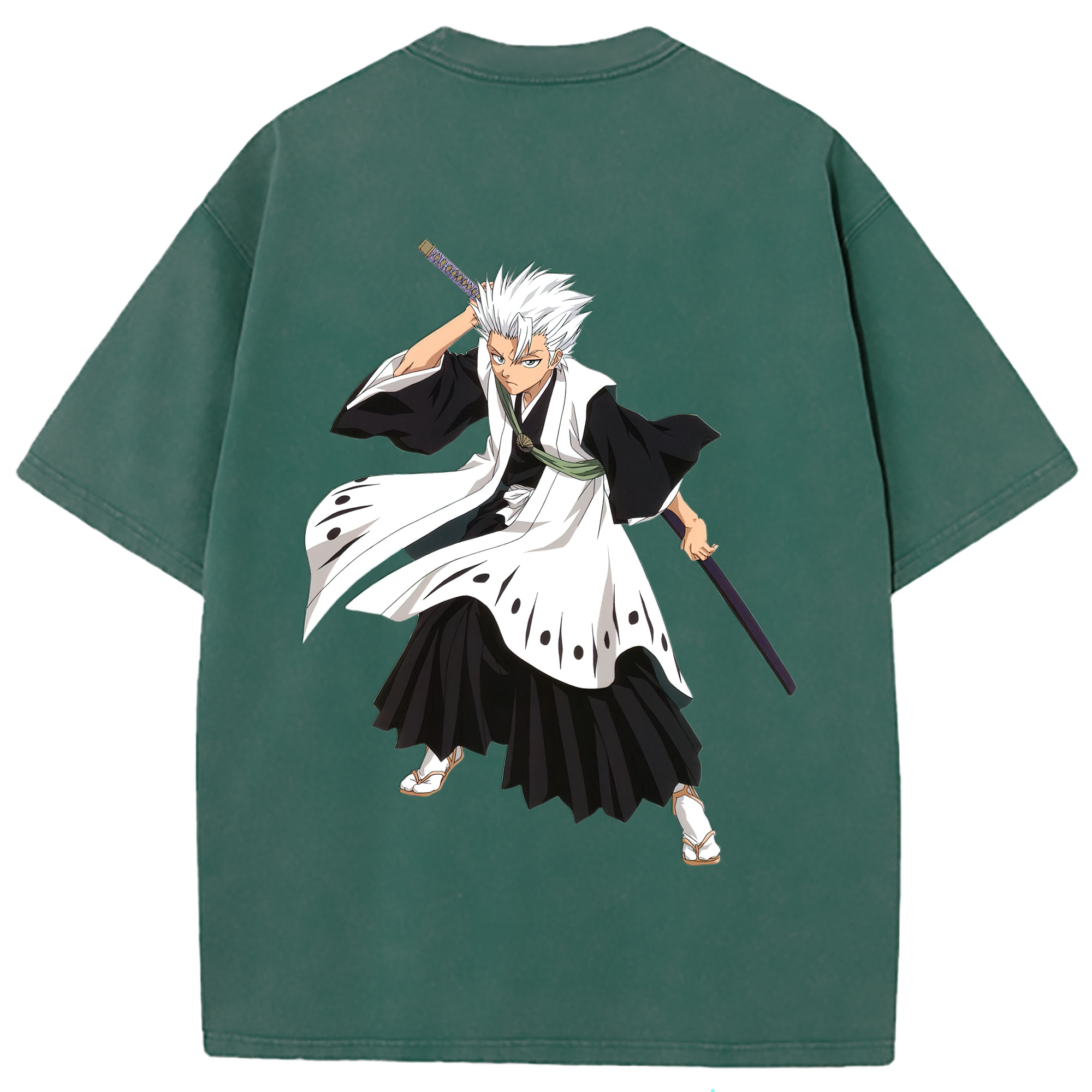 （画像用） ブリーチ 日番谷冬獅郎（ひつがや とうしろう） BLEACH Hitsugaya Toushirou 綿100% ヴィンテージ風 半袖Tシャツ（背面プリント）